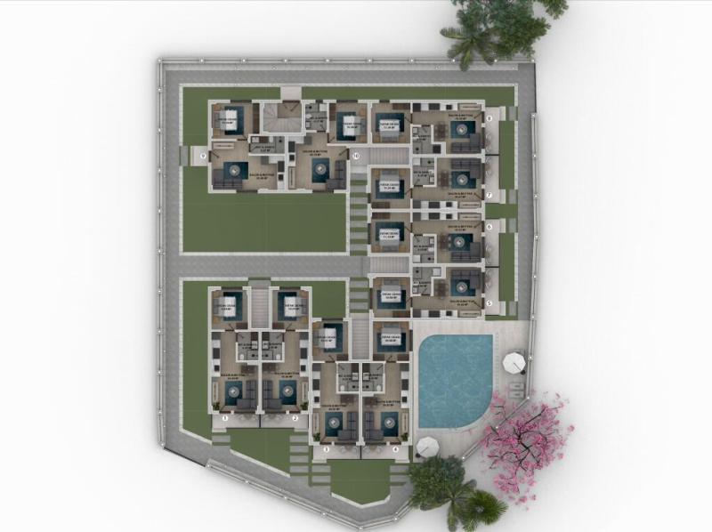 New 1 Bedroom Ground Floor Apartment for Sale in Calis Area Fethiye