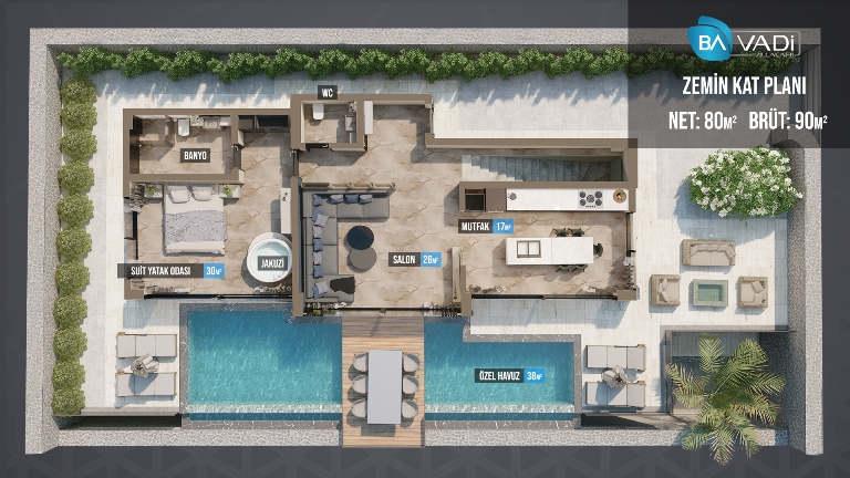 Amazing 2 Bedroom Spacious Villa in Kalkan Antalya