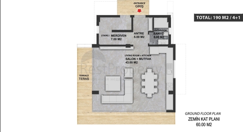 4 Bedroom Villa with Pool for Sale in Tekirova Kemer Antalya