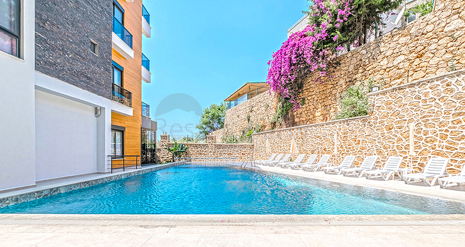 City and Sea View 1+1 Apartment for Sale in Oba Alanya (1)