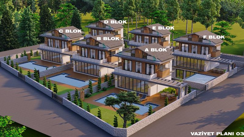 Villas in Oludeniz Yakut; Villas with Pool for Sale in Hisaronu Turkey