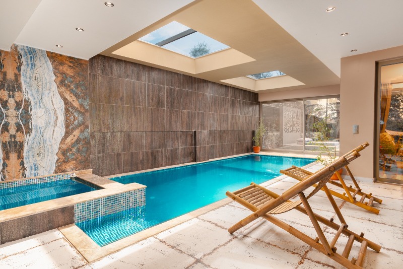 Spacial Ovacik Villa with Indoor and Outdoor Pools in Oludeniz for Sale