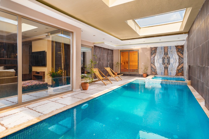 Spacial Ovacik Villa with Indoor and Outdoor Pools in Oludeniz for Sale