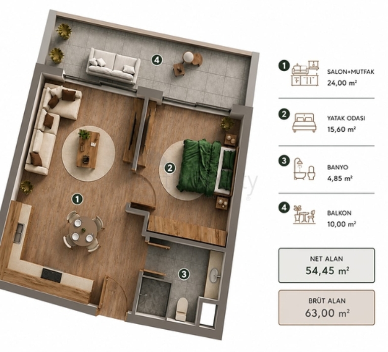 Antalya Property; 1&2 Bedroom Flats for Sale in a Luxury Complex