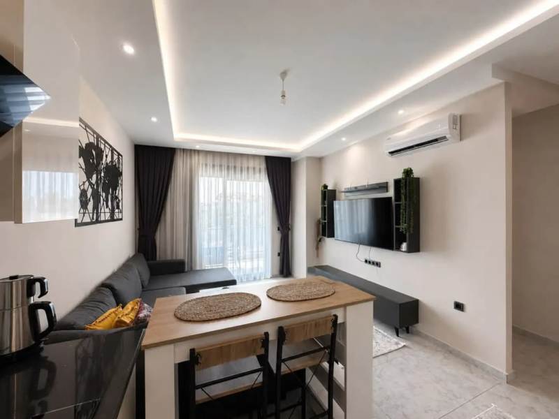 1+1 Furnished Apartment in Orange Complex in Oba Alanya