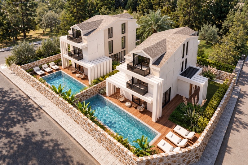 Modern Design Oludeniz Villas for Sale in Ovacik Area of Fethiye